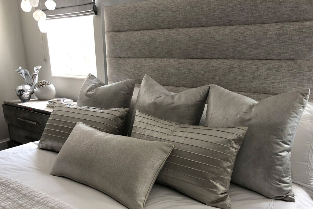 custom bedding and headboard